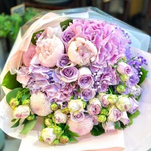 MB51 淺粉牡丹+粉/粉紫繡球+紫玫+配花
